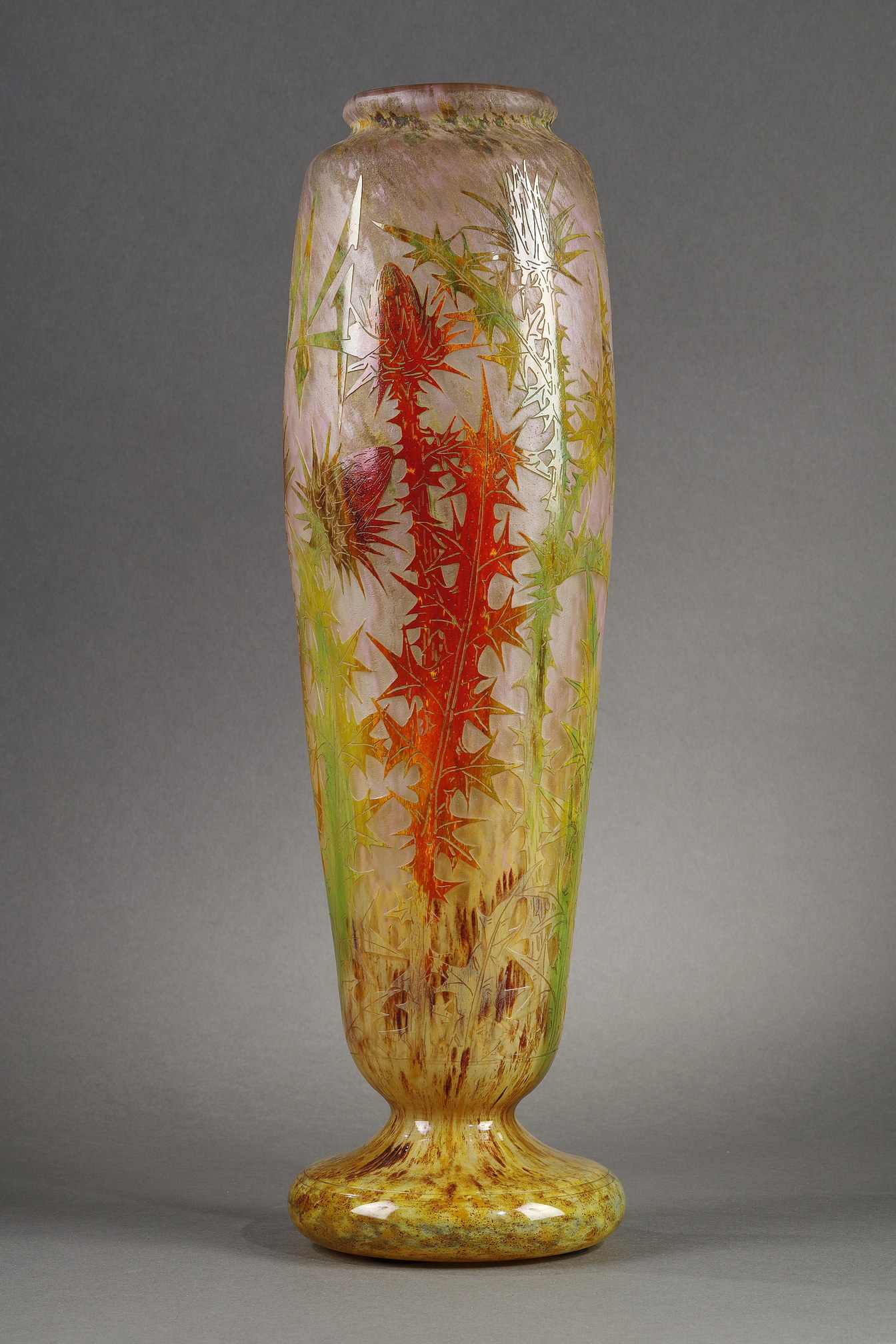 Large Daum commemorative vase, dated 1914